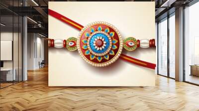 A beautiful Rakhi or rakhi or bracelet used to tie on brother's hand by sister's to show love and care, indian festival, decorated rakhi with gems and stones Wall mural