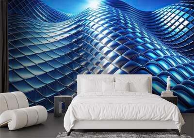 Forced perspective abstract waves with metallic shine Wall mural