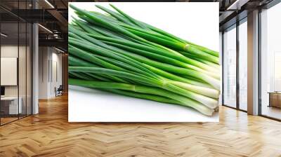 fresh green onion leaves on white background Wall mural