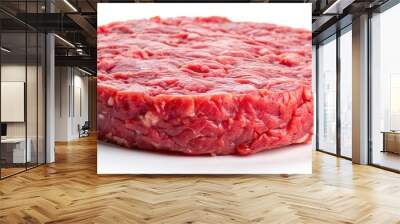 Fresh raw beef burger meat on white background Wall mural