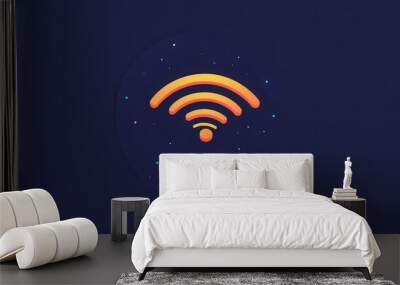 A vibrant illustration of a Wi Fi symbol emanating from a smartphone, conveying connectivity and technology. The design evokes a sense of modernity and digital communication. Wall mural