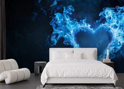 heart shaped blue flame splash Wall mural