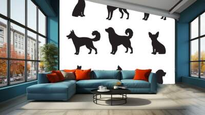 Isolated dogs on the white background. Dogs silhouettes. Vector EPS 10.	
 Wall mural