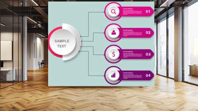 Vector infographics design template on the white background, diagram, annual report, web design. Business concept with 4 step, steps or processes. Wall mural