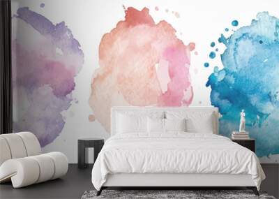 set of soft watercolor, pastel tones on white background. Wall mural