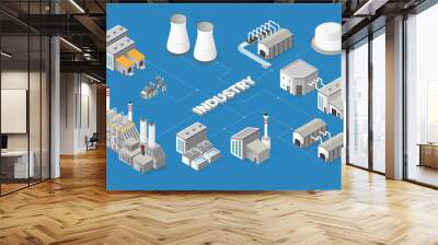 Industrial Buildings Isometric Wall mural