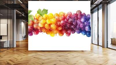 A colorful grape clipart, fruit element, abstract art, vibrant palette, isolated on white background Wall mural