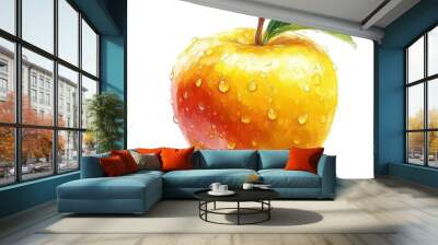 A tropical apple clipart, fruit element, digital painting, exotic style, isolated on white background Wall mural