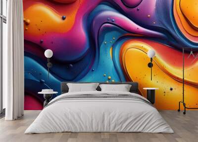 Abstract fluid shapes in vibrant colors, organic shapes, dynamic and modern Wall mural