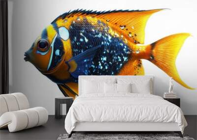 Angelfish clipart, element, 3D illustration, realistic, isolated on white background Wall mural