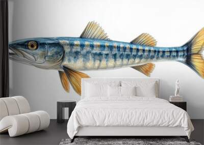 Barracuda clipart, element, 3D illustration, realistic, isolated on white background Wall mural