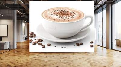 Cappuccino clipart, element, 3D illustration, realistic, isolated on white background Wall mural