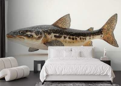 Channel catfish clipart, element, 3D illustration, realistic, isolated on white background Wall mural