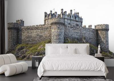 Edinburgh Castle (Scotland, UK) clipart, element, 3D illustration, realistic, isolated on white background Wall mural