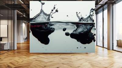 Ink drops forming abstract shapes in water, organic shapes, artistic and fluid Wall mural