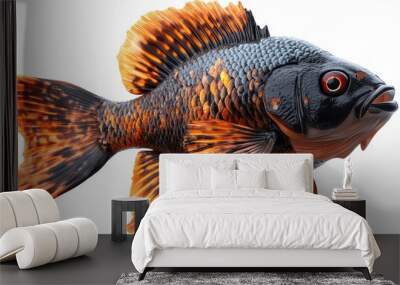 Oscar fish clipart, element, 3D illustration, realistic, isolated on white background Wall mural