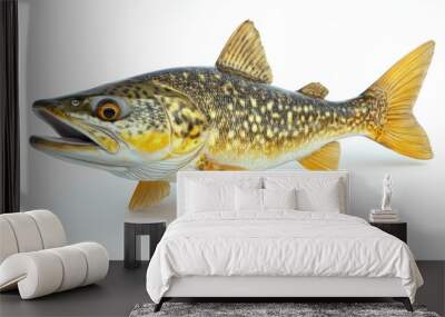 Walleye clipart, element, 3D illustration, realistic, isolated on white background Wall mural