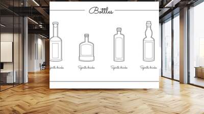 Vector set of alcohol bottles. Vector illustration Wall mural