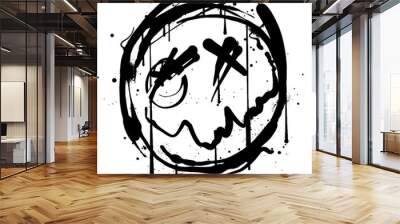 grunge hand drawn graffiti icon spray paint  illustration with dripping ink effects Wall mural