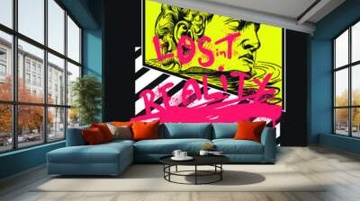 Lost in Reality with David illustration for print design Wall mural