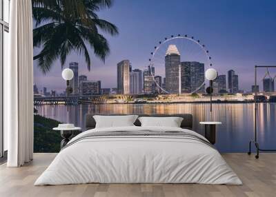 Singapore skyline at dusk Wall mural