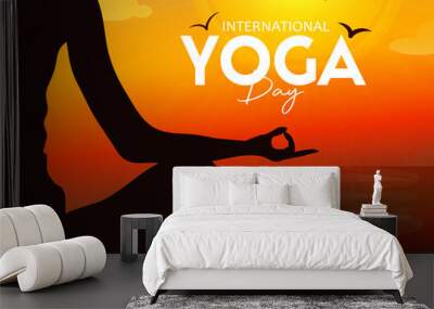 International yoga day web banner illustration Wall mural