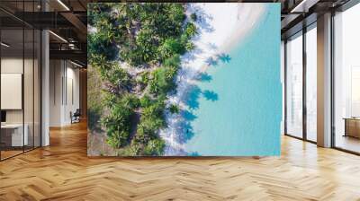 Aerial view of beautiful tropical island beach with emerald water at Koh Kood Thailand. Wall mural