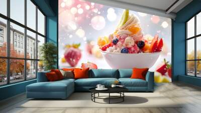 Fruit bingsu icream clean light bright lighting. Wall mural