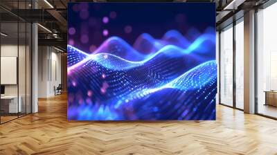 Internet wave signal technology background, dark background Wall mural