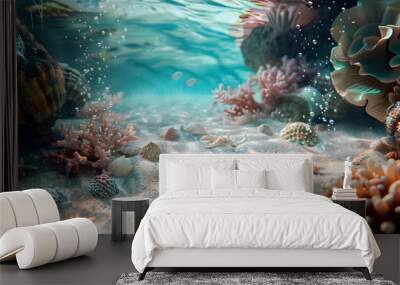 sea beach sand season summer undersea and sea fish Wall mural