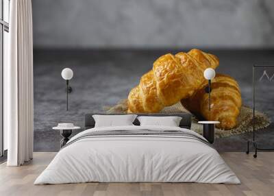 Tasty croissants on table Wall mural