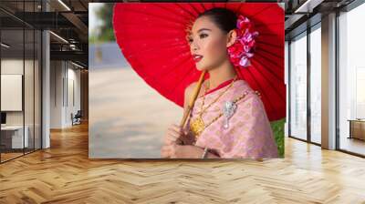 Woman wearing fantasy  thai dress Wall mural