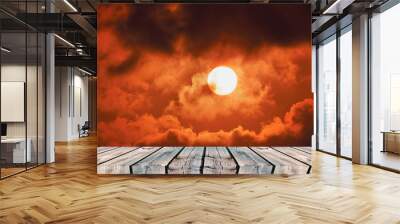 Tilted wooden background Rub his shadow on natural light Wall mural