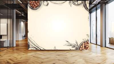 A drawing of food with a white background Wall mural