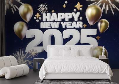 2025 New Year Golden Theme Fireworks Wall mural