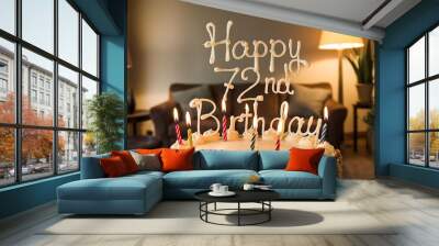 Simple Happy 72nd Birthday Cake Wall mural