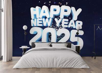 Starry Night Happy New Year 2025 Wall mural