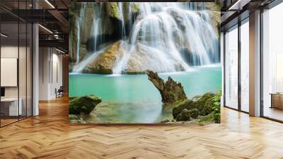 Huai Mae Khamin waterfall in Kanchanaburi province, Thailand. Wall mural