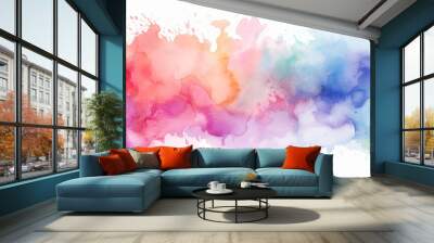 Colorful watercolor splashes on white background Wall mural