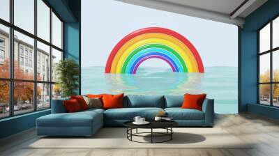 rainbow in the water, 3d render Wall mural