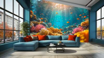 coral reef in sea Wall mural