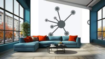 Hub network connection and Central database symbol flat line icon.outline vector sign,linear style icon with editable stroke.Vector illustration Wall mural