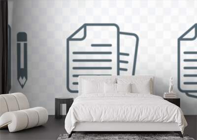 Paper document icon set. Folded written paper document page icon vector element. Linear File icon in different styles. vector illustration. Wall mural