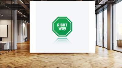 Right way and wrong way vector sign Flat Icon Solid style. Red and green Traffic signs with Symbol.Simple warning and attention icon. Vector illustration Wall mural