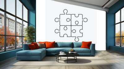 Set of puzzle outline icons.jigsaw puzzle vector design icon with editable strokes.puzzle pieces isolated on white background.Vector illustration Wall mural