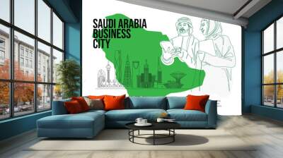 saudi arabia business city. vector illustration art Wall mural