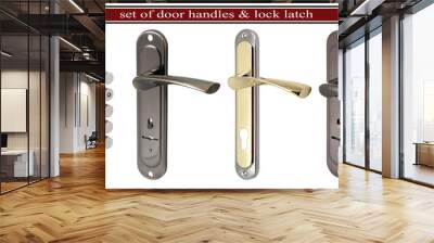 door handle with a hole for the keyhole isolated on white backgr Wall mural