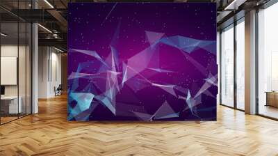 Abstract illustration background motion transformation with flickering light on plexus pattern of future innovation technology digital business dots line network decentralize communication connection Wall mural