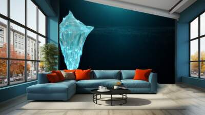 Illustration background iceberg polygon mesh under sea water surface for invisible opportunity crisis risk problem in innovation data digital technology information organization strategy management Wall mural