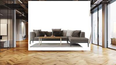 Interior furniture set 3D render. Living room house floor template background mockup design , isolated on transparent background Wall mural